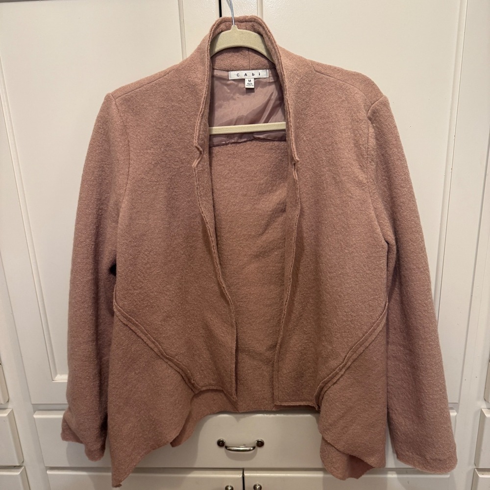 CAbi 528 Wool Jacket M Dusty Rose Asymmetrical Boho Artsy Draped Blazer